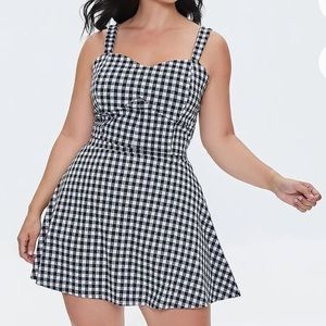 Forever 21 Black/White Gingham Crop Top & Skirt Set Sz 1X